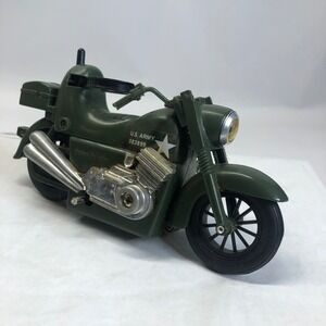 Vintage‎ US Army Motorcycle Toy Military Vehicle Plastic Olive Green